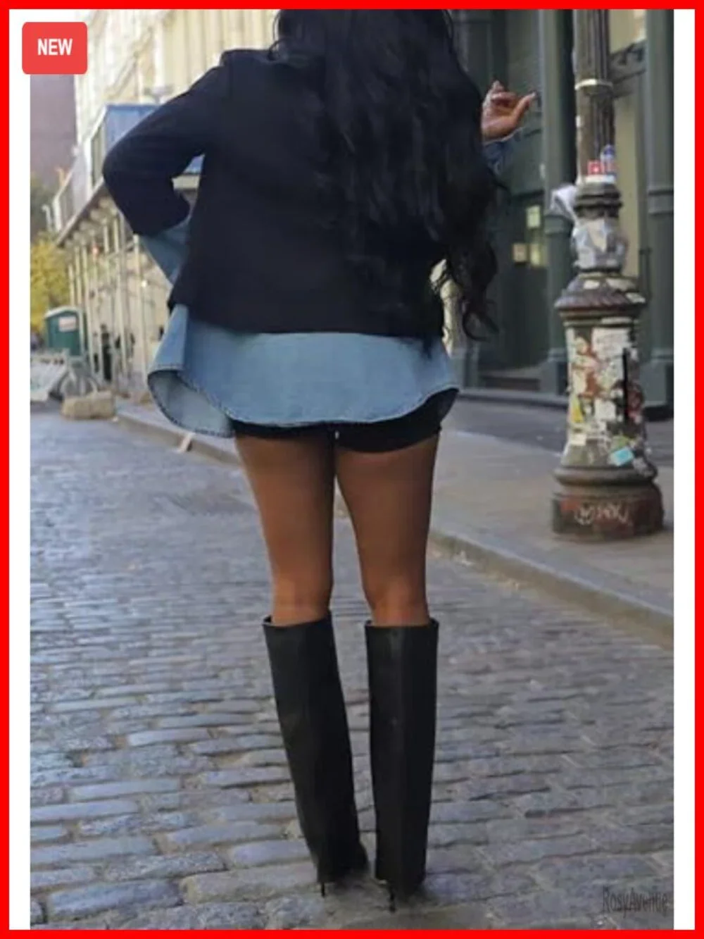 Patchwork Denim Blazer Jacket with Pearls